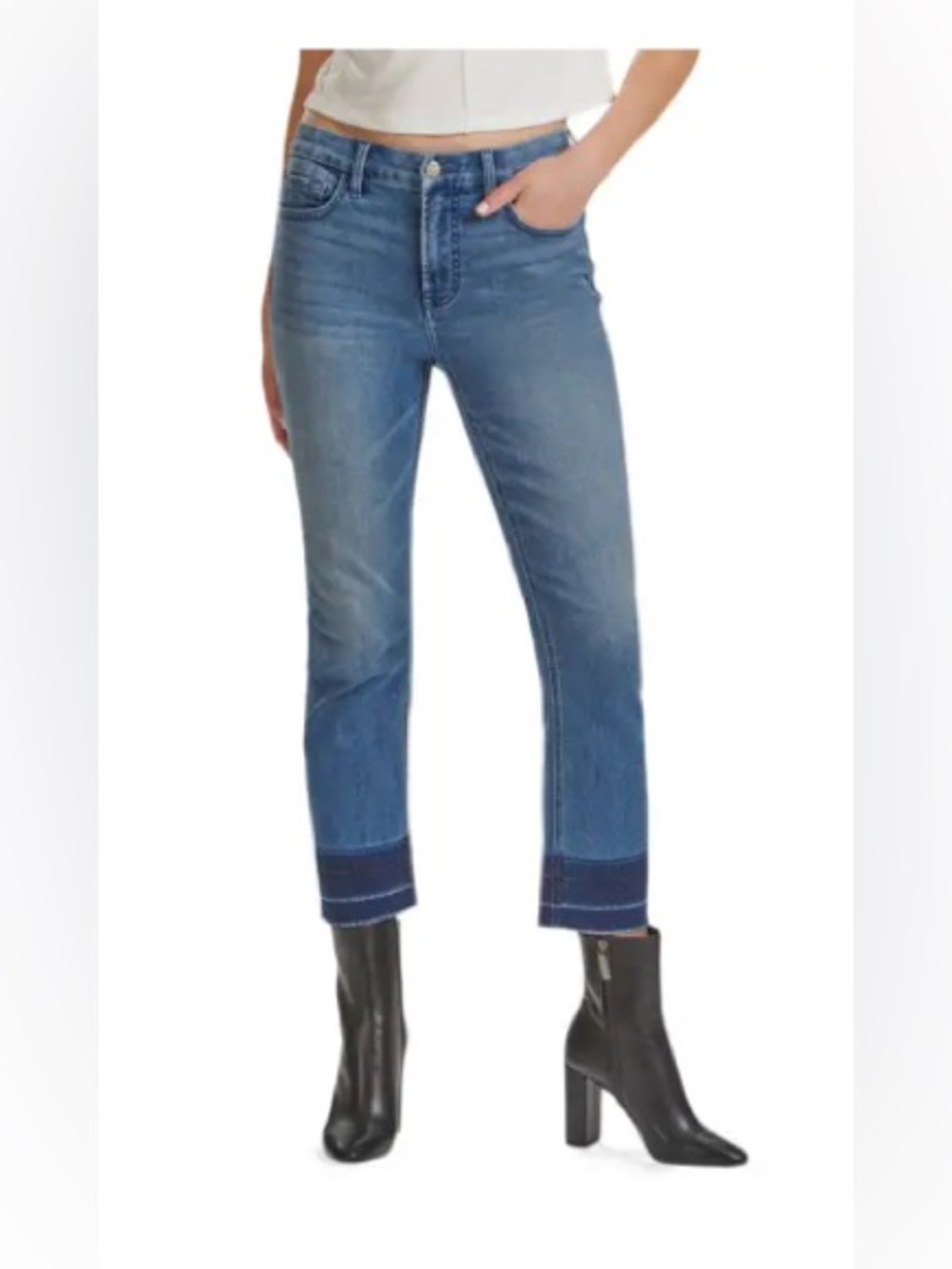 JEN7 by 7 For All Mankind Raw Hem Ankle Straight Leg Jeans